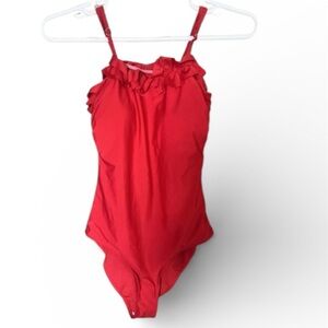 Zeronmeter Red Ruffle One-Piece Swimsuit